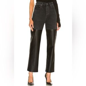 Pieced 90’s Pinch Waist Jean in Howl & Detox Recycled Leather